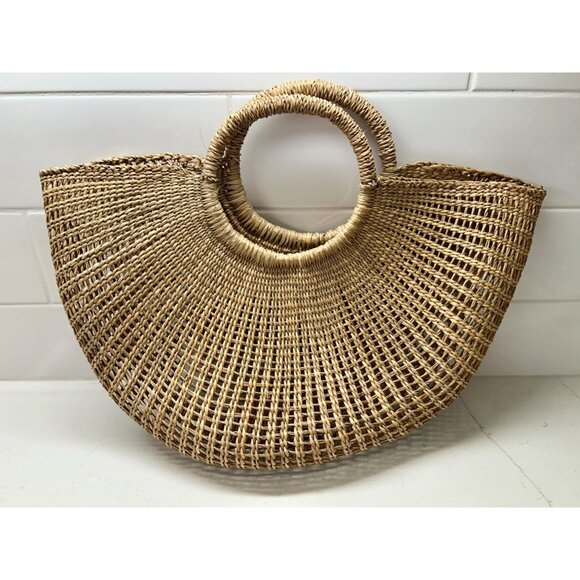 Unbranded Handbags - Woven Grass Medium Half-Round Beach Everyday Tote Bag